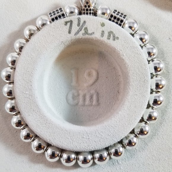 “SOLD” Hand Crafted Steel and Pave Beaded Stretch Bracelet Silver and Black 7.5" - Picture 3 of 6